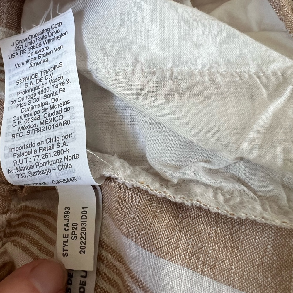 Madewell Smocked Huston Pull-On Crop Pants in Stripe Size M Linen Blend Coastal - Picture 9 of 14